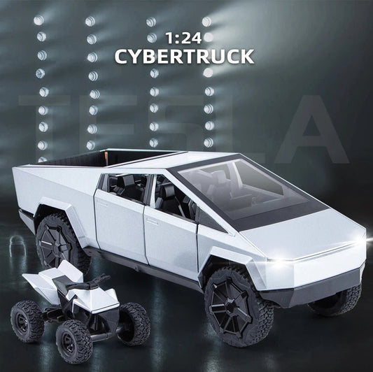 1:24 Cybertruck Model Silver Pickup Truck with Sound and Light - Loyace