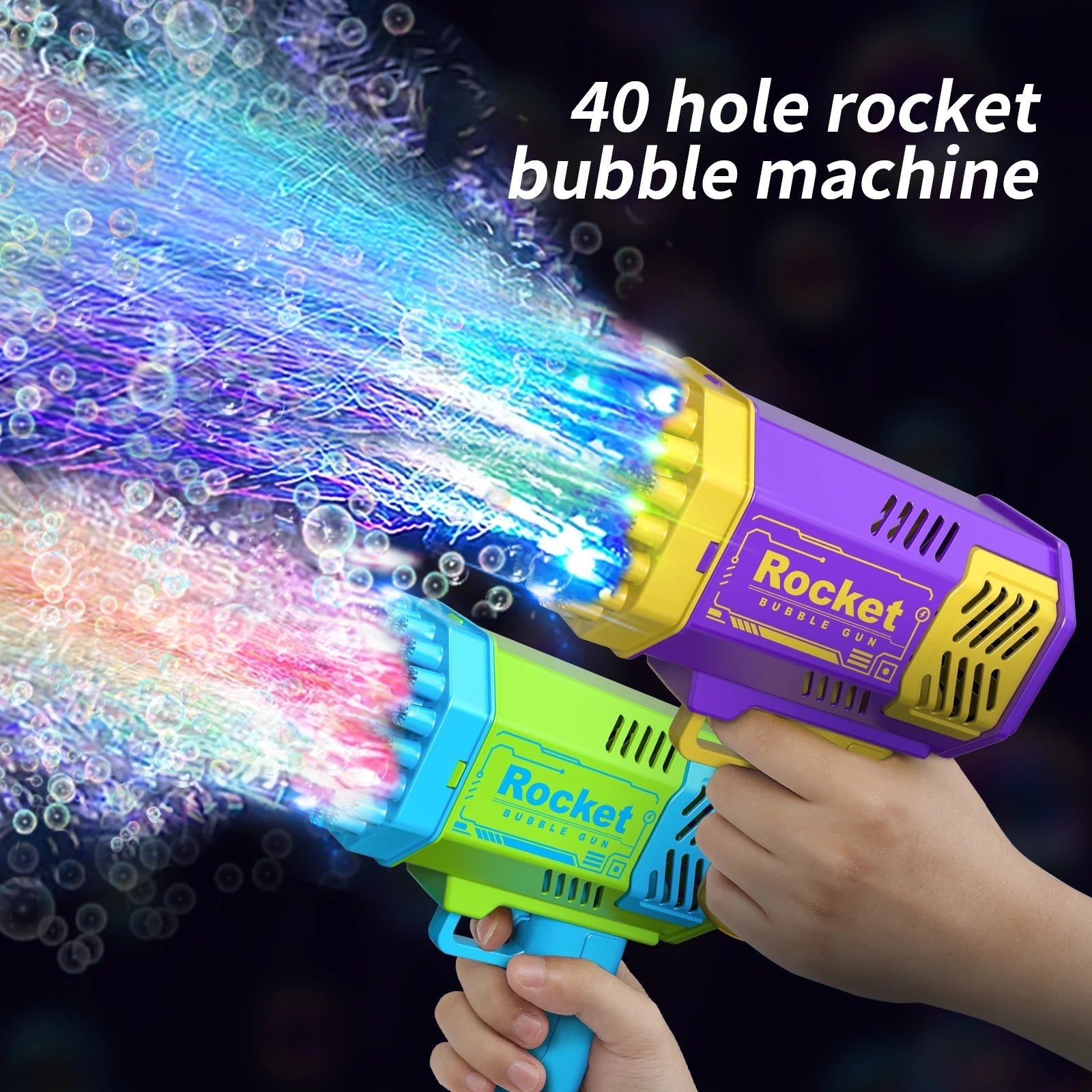 40 Holes Rocket Launcher Handheld Bubble Gun LED Light - Loyace