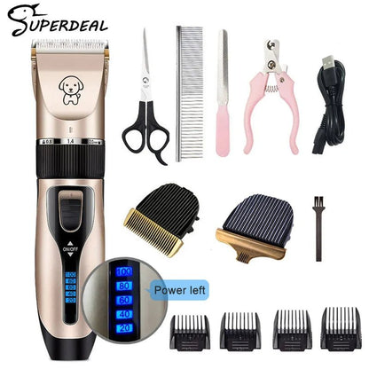 Dog Clipper Dog Hair Clippers Grooming (Pet/Cat/Dog/Rabbit) Haircut Trimmer Shaver Set Pets Cordless Rechargeable Professional - Loyace