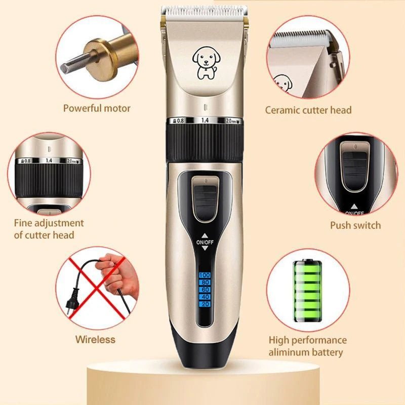 Dog Clipper Dog Hair Clippers Grooming (Pet/Cat/Dog/Rabbit) Haircut Trimmer Shaver Set Pets Cordless Rechargeable Professional - Loyace