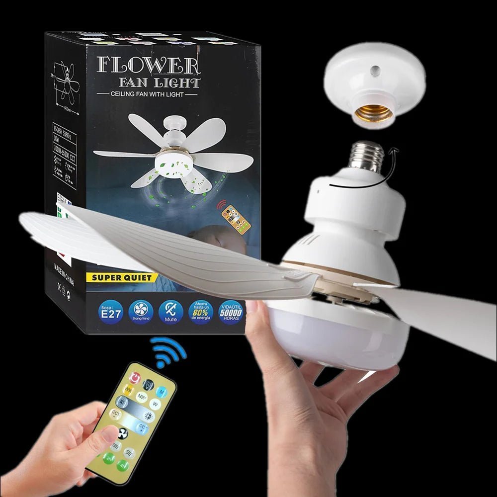 LED Ceiling Fan Light E27 With Remote Control - Loyace