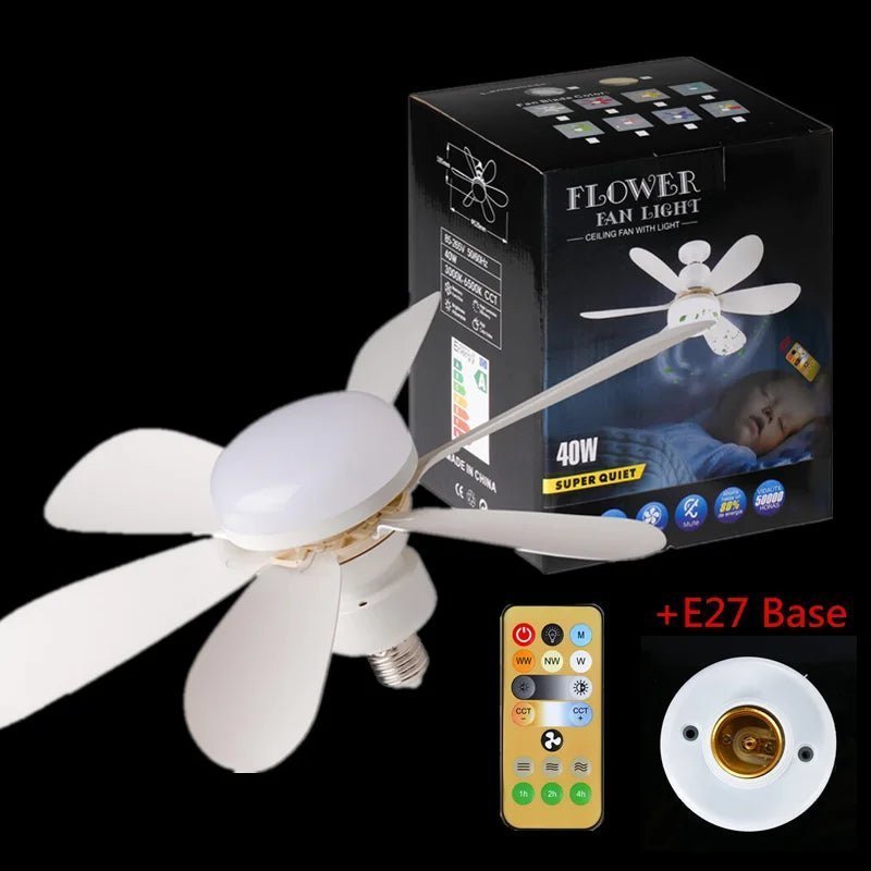 LED Ceiling Fan Light E27 With Remote Control - Loyace