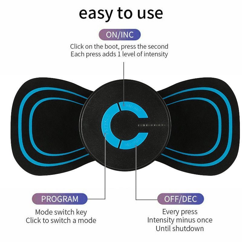 Portable Mini Electric Neck Back Body Massager Cervical Massage Stimulator Pain Relief Massage Patch With USB Charging Cable - Loyace